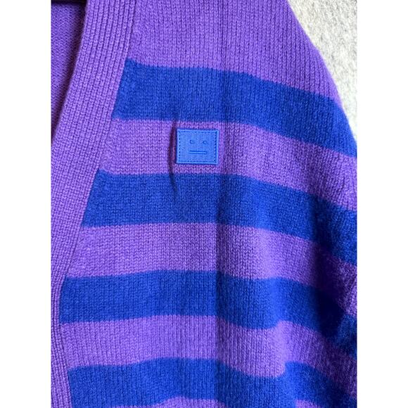 Acne Studios Womens Purple Blue Kimano Striped Oversized Wool Cardigan - Small - Picture 3 of 10
